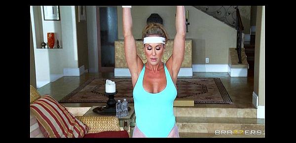  Horny big-tit blonde yoga MILF Brandi Love takes a big hard cock